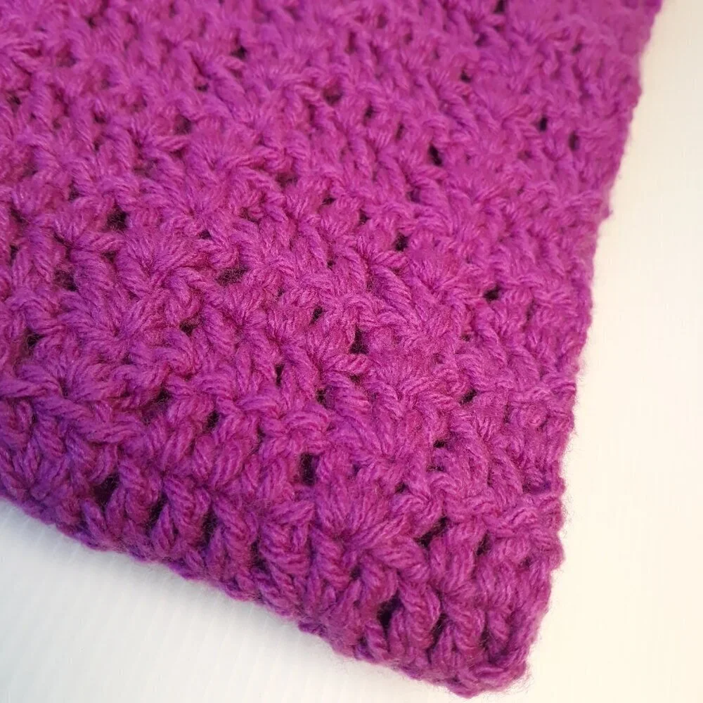 NWT Blessed Handknit Fuchsia Crochet Shawl Wrap 16x56